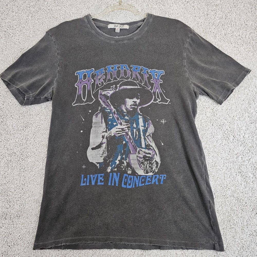 Jimi Hendrix Live In Concert Acid Wash Distressed Tee Size S Rock Music